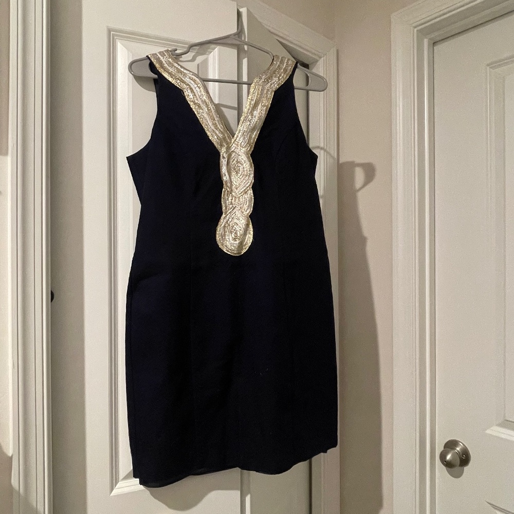 Navy blue shift dress
